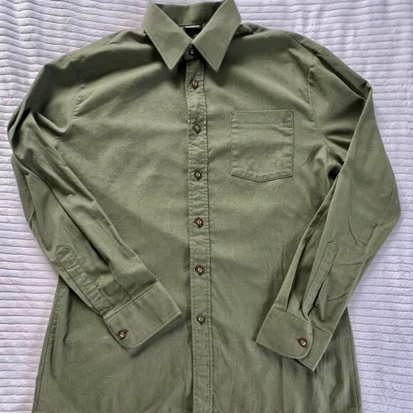 Men's Size 42 (U.S. SIZE L/16.5) Gloriette Long Sleeve Sage Green Button Down Sh - Picture 10 of 10